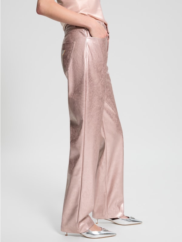 Ambra Metallic Faux-Leather Pants | GUESS