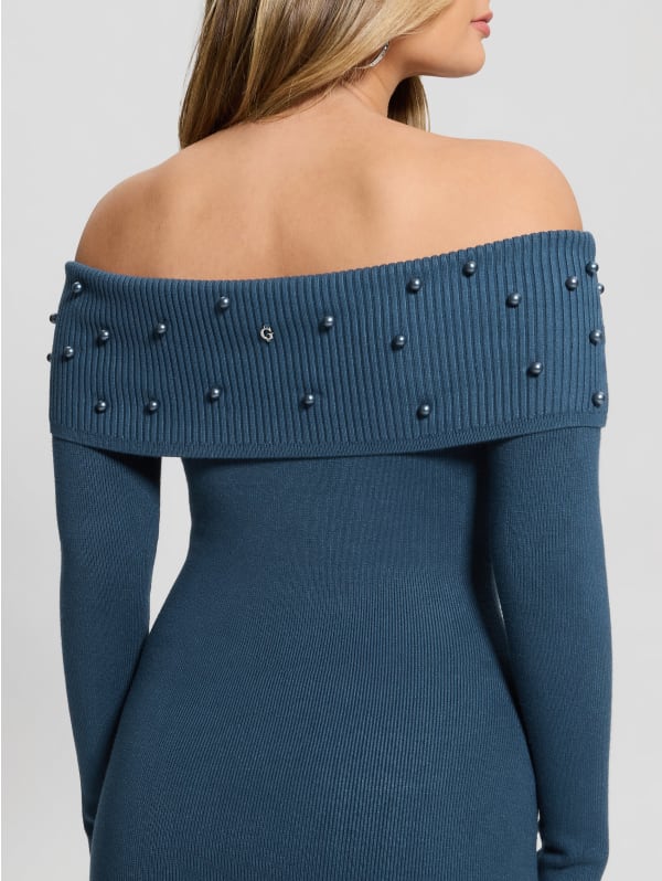 Eco Amber Off-the-Shoulder Cable Dress | GUESS