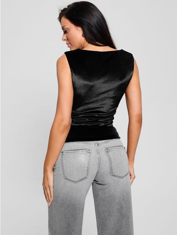 Eco Janet One-Shoulder Velvet Top | GUESS