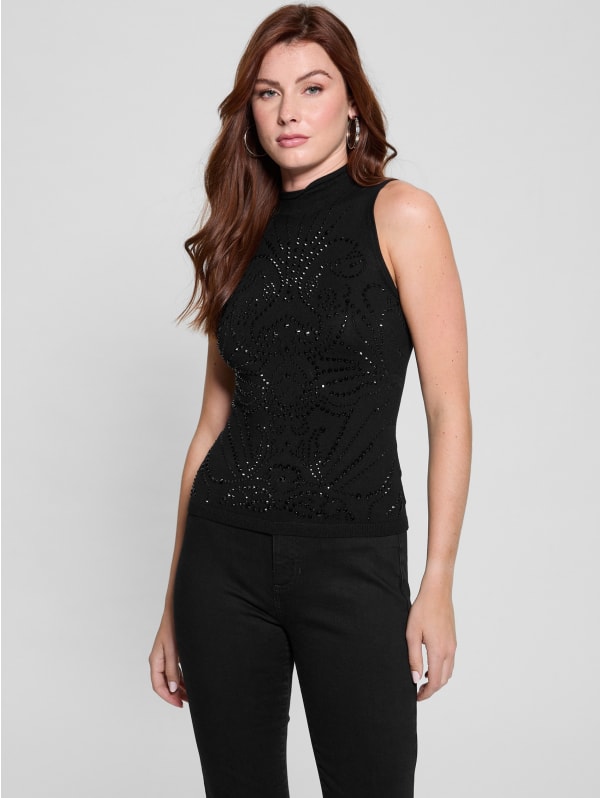 Calista Rhinestone Top | GUESS