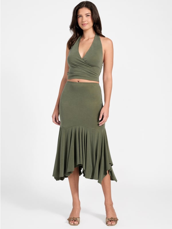 【BAON】Tour Summer Check Frill Midi Skirt Amazon.com: JOAU Women's Side Tie High Waisted Midi Skirt