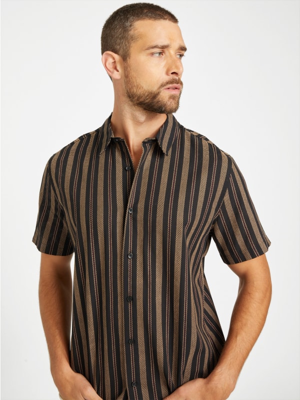 新品登場 Hunter Factory GUESS | Shirt Short-Sleeve Striped 半袖シャツ