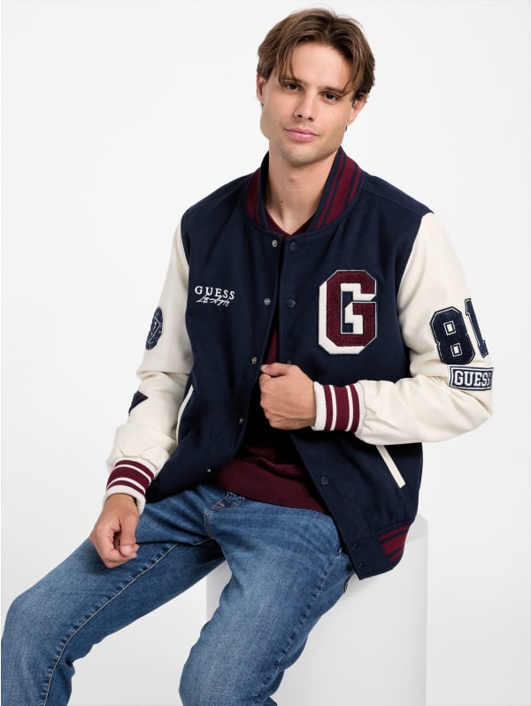 Mark Hooded Varsity Jacket | GUESS Factory Mark Hooded Varsity Jacket | GUESS Factory