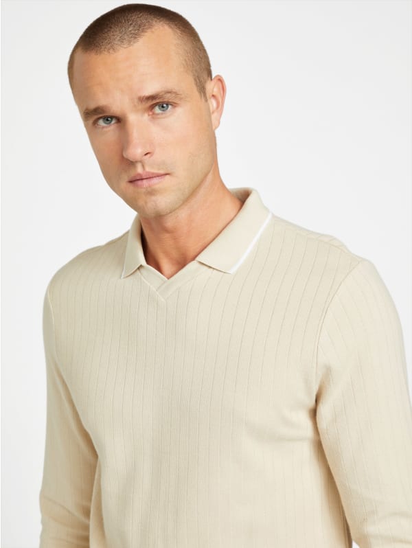 Remington Ribbed Long-Sleeve Polo | GUESS Factory
