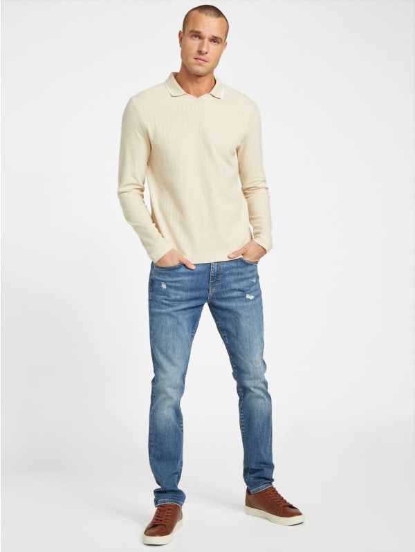 Remington Ribbed Long-Sleeve Polo | GUESS Factory