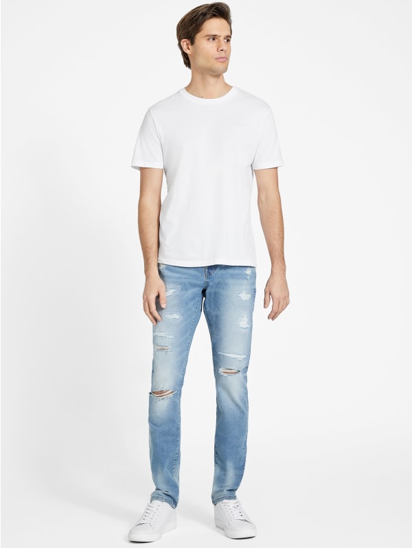 Eco Ezra Destroyed Skinny Jeans | GUESS Factory