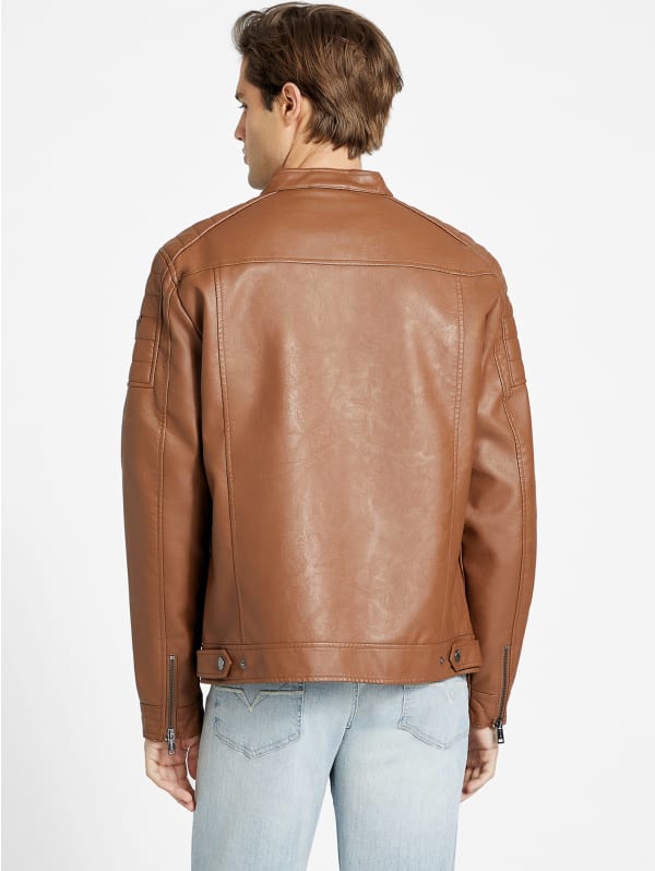 River Washed Faux-Leather Moto Jacket | GUESS Factory Ca River Washed Faux-Leather Moto Jacket | GUESS Factory Ca