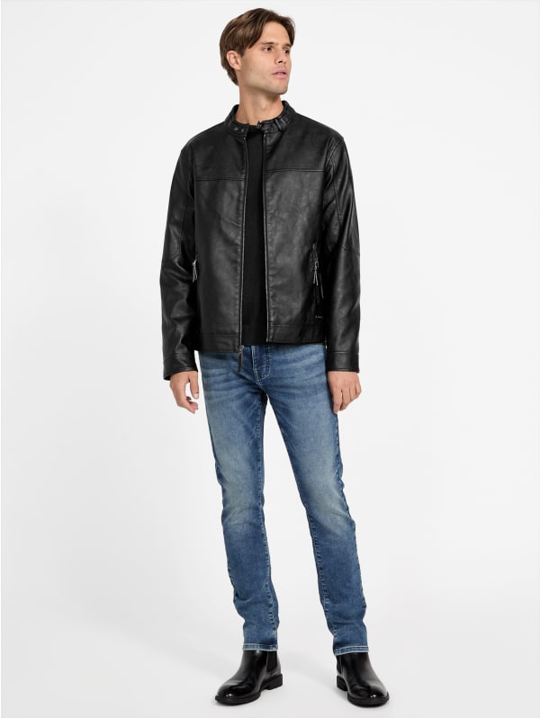 Rickie Faux-Leather Biker Jacket | GUESS Factory Rickie Faux-Leather Biker Jacket | GUESS Factory
