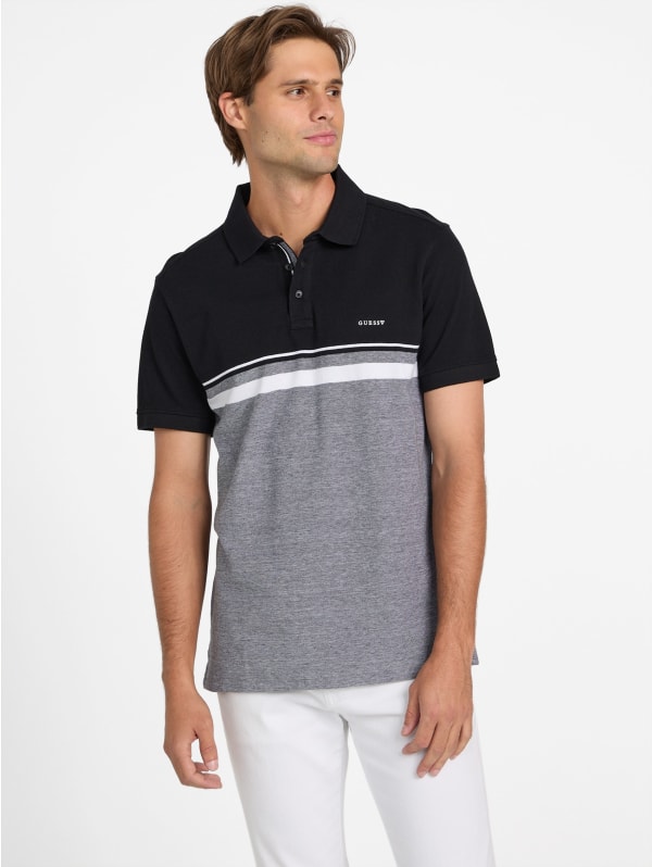 Teo Color-Block Striped Polo | GUESS Factory