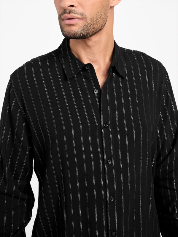 Dominique Lurex Long-Sleeve Shirt | GUESS Factory Dominique Lurex Long-Sleeve Shirt | GUESS Factory