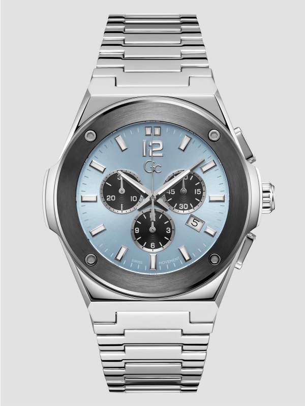 絶対的な信頼 Blue Light and Silver-Tone Gc Multifunction GUESS | Watch 時計