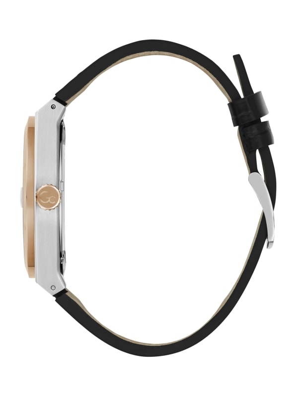 Two-Tone and Black Leather Analog Watch | GUESS