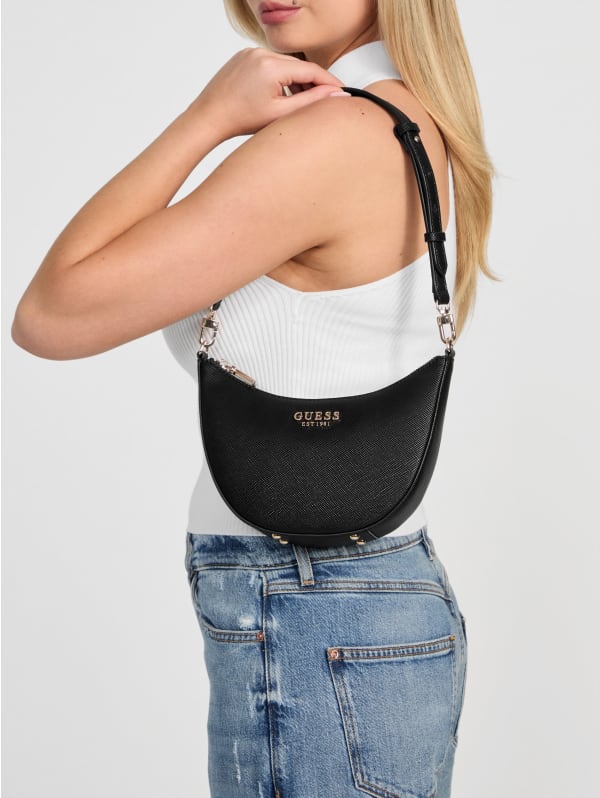 ショルダーバッグ・ポシェット Guess FEDANA Round Mini Top Shoulder Bag HP1A3A71 GUESS Fedana Mini Top Zip Shoulder Bag, Black: Handbags