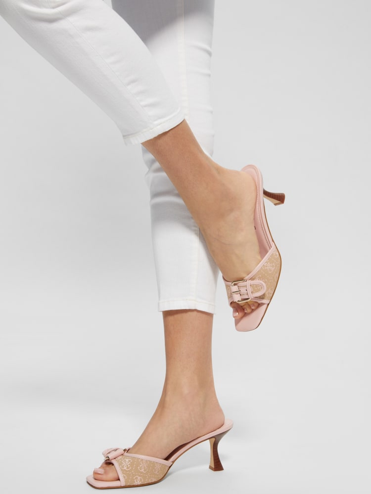 Dista Buckled Logo Kitten Heels