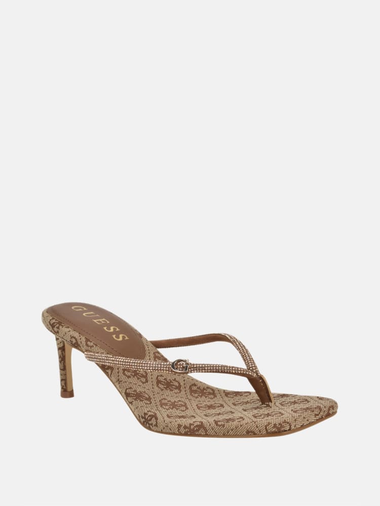 Mayan Rhinestone Thong Strap Heels