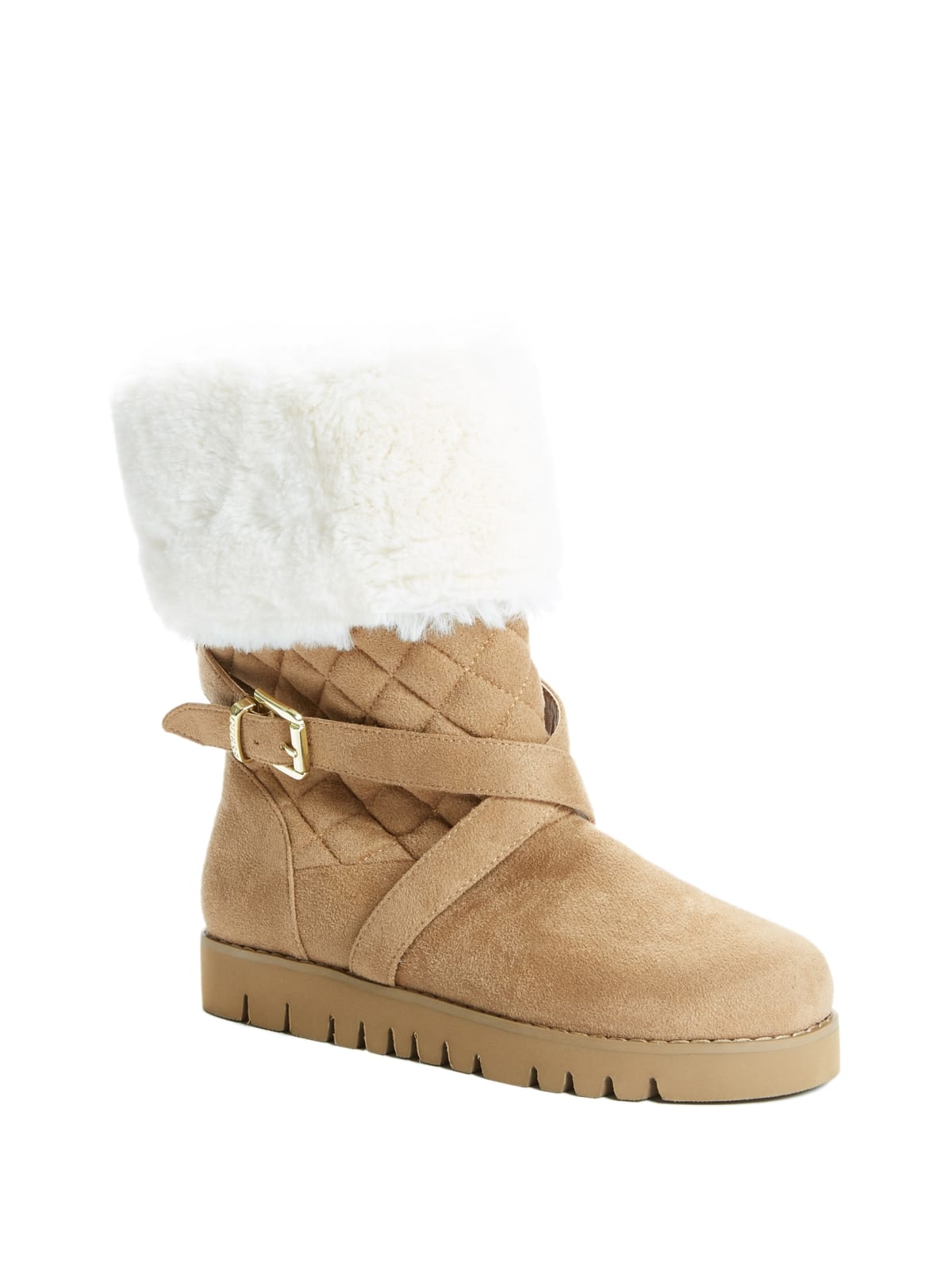 Fur trim ankle boots womens