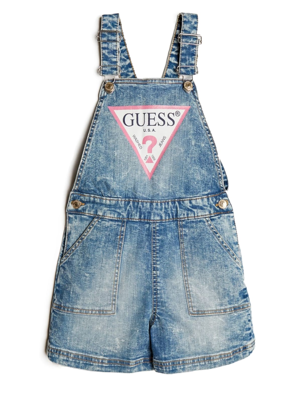 Logo Denim Overall Shorts (7-14) | GUESS