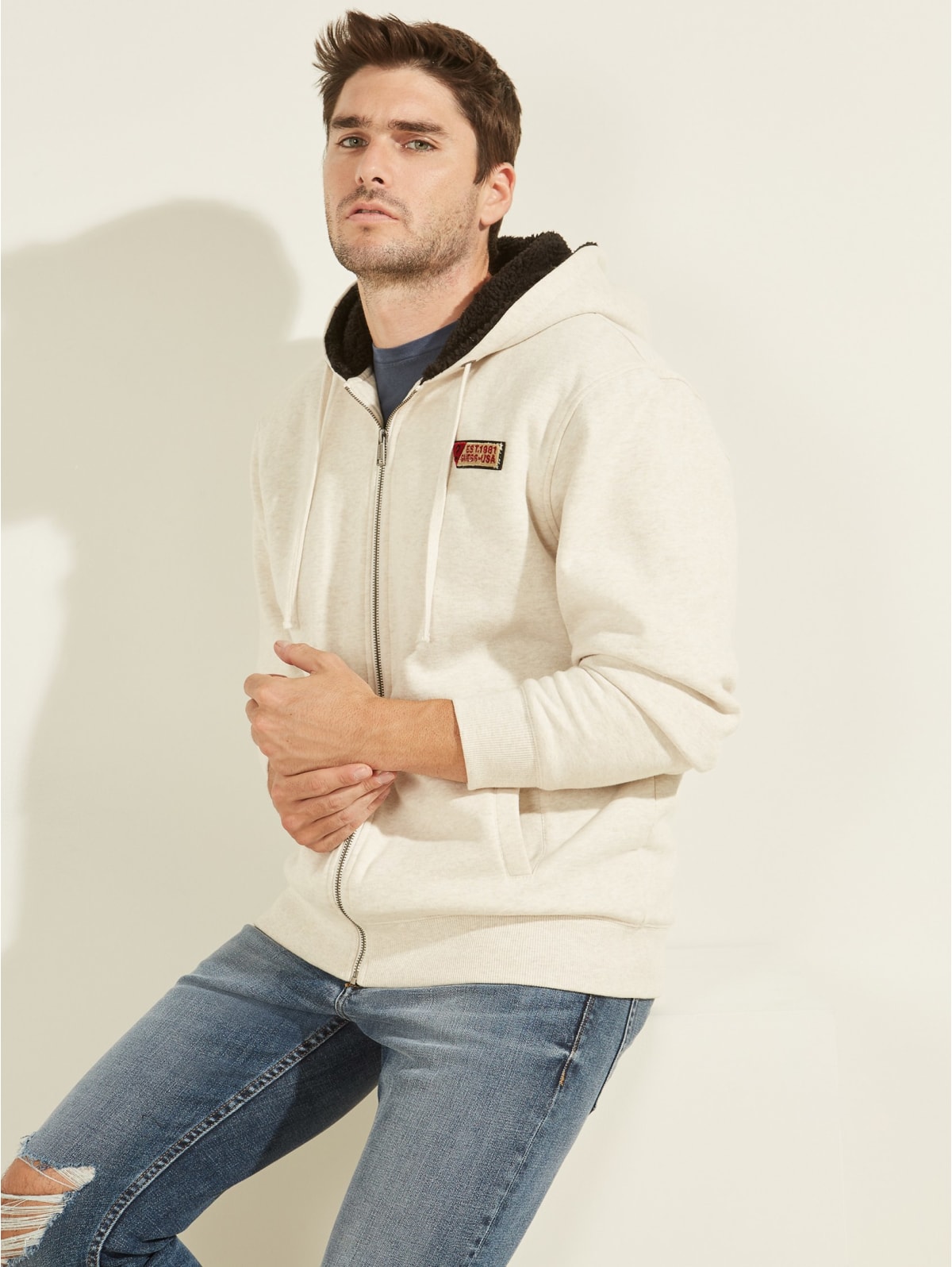 Guess sherpa hoodie Clearance