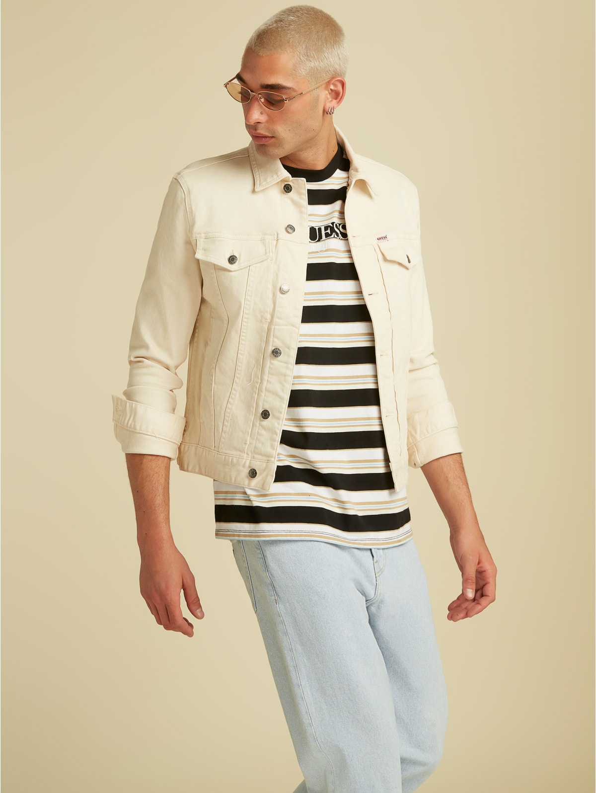 Guess white denim jacket Clearance