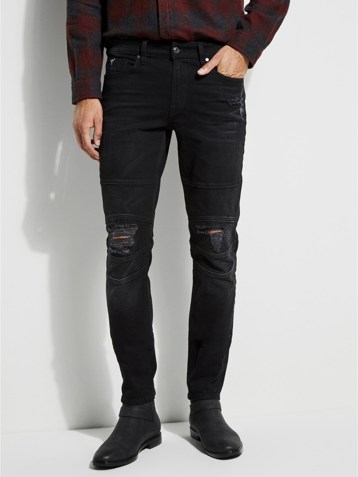 Guess black ripped jeans Clearance