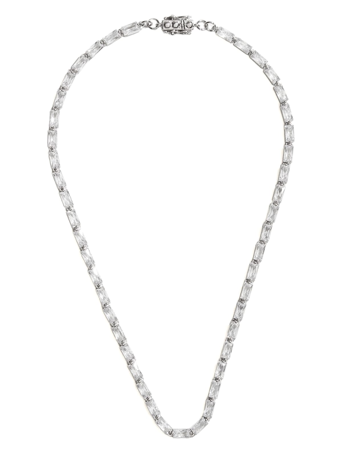 Silver Baguette Chain Necklace Guess
