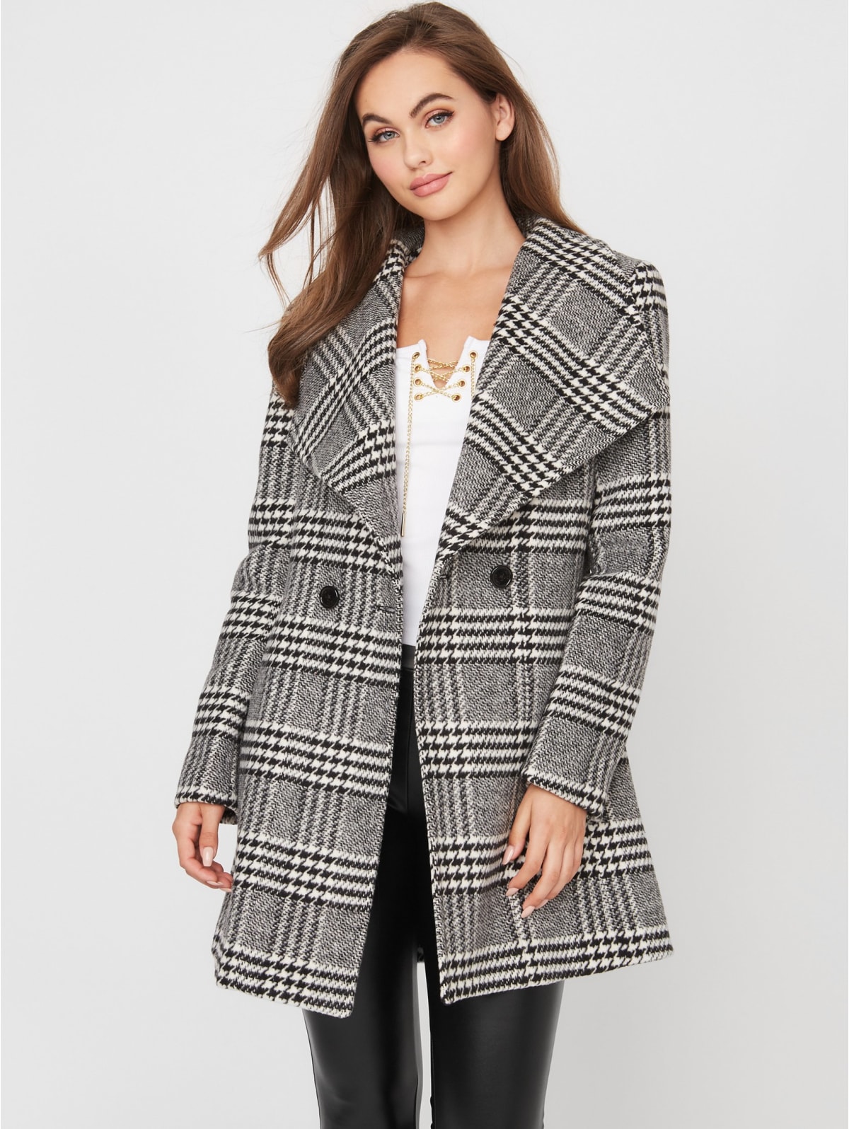 Guess houndstooth coat clearance
