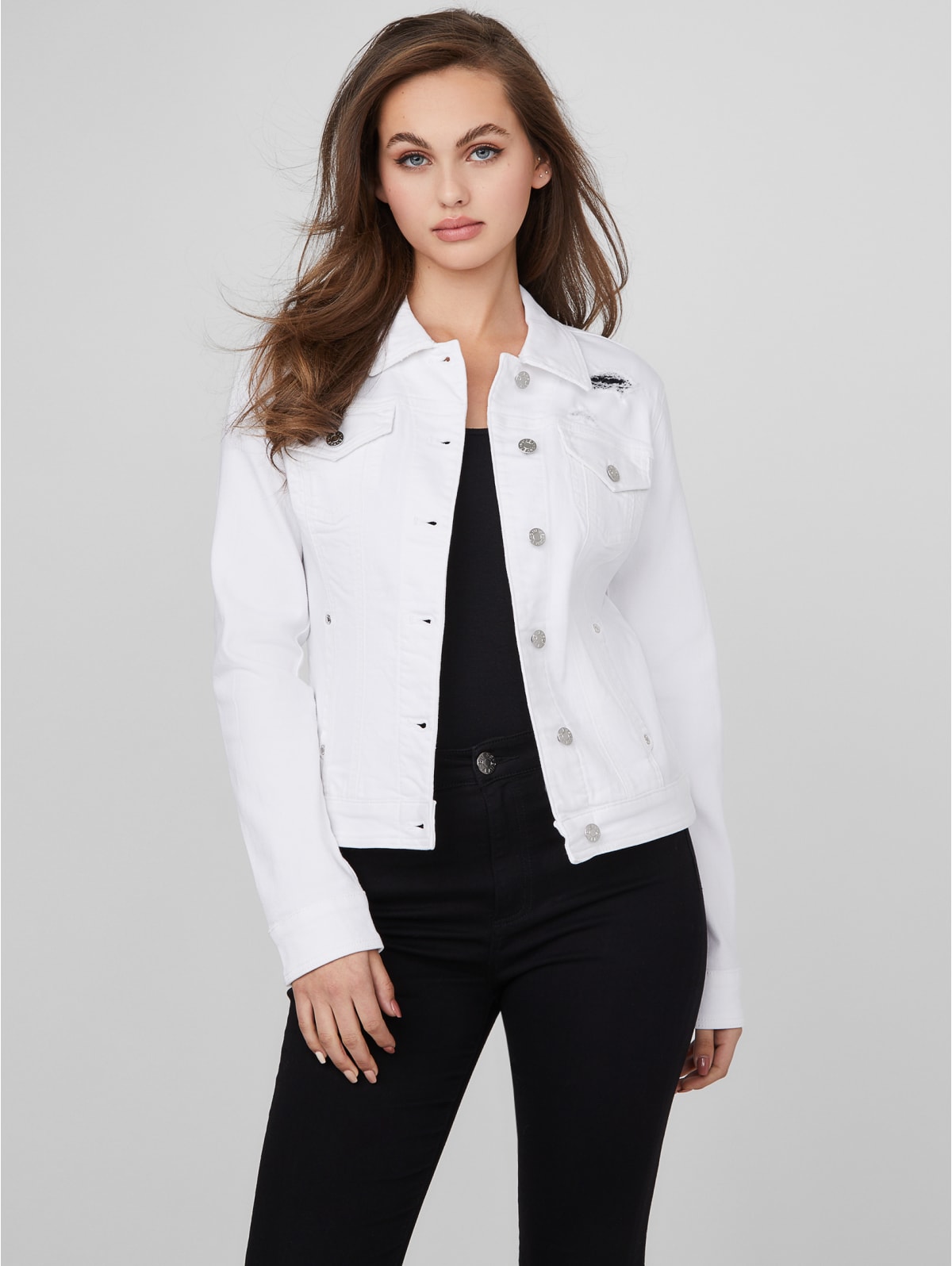 Guess white jacket women's Clearance