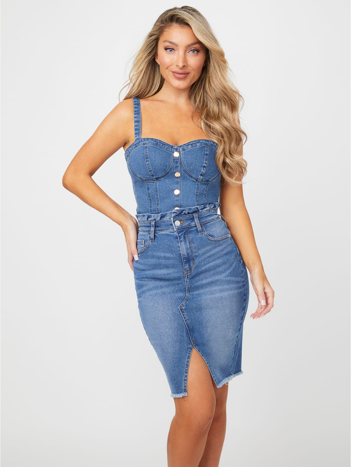 Guess denim corset top clearance