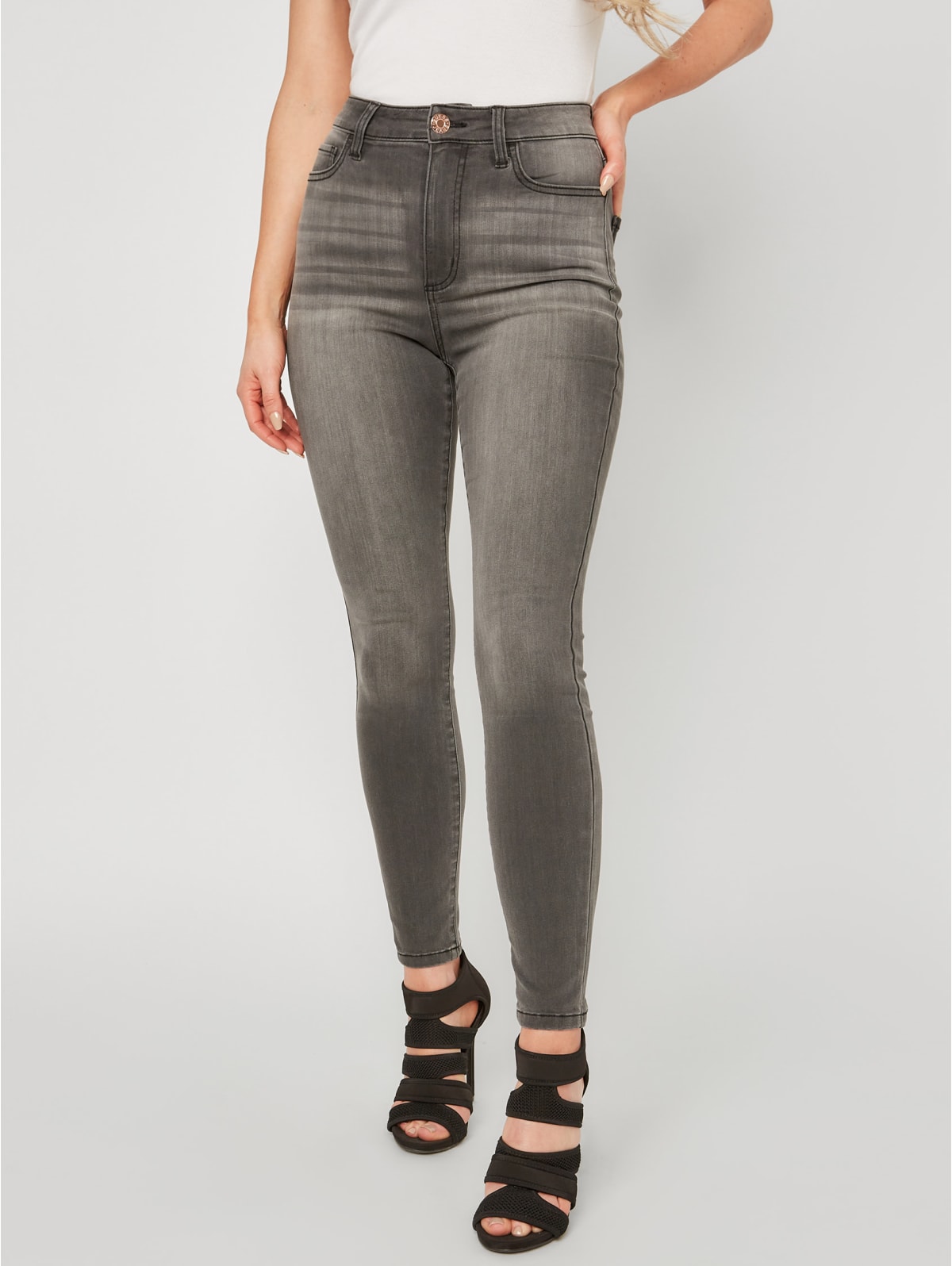 Gray high rise skinny jeans clearance