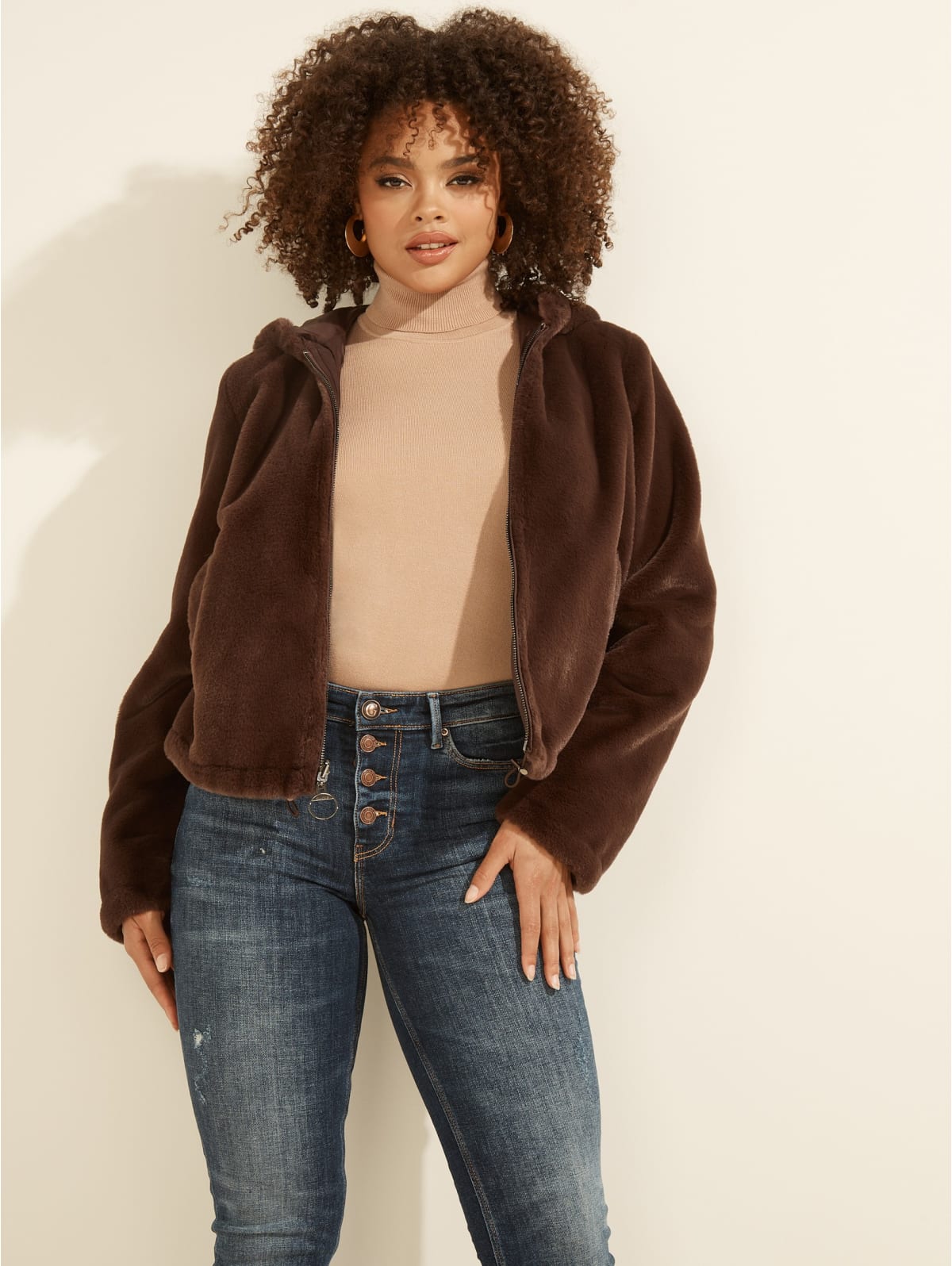 Guess reversible faux fur jacket Clearance
