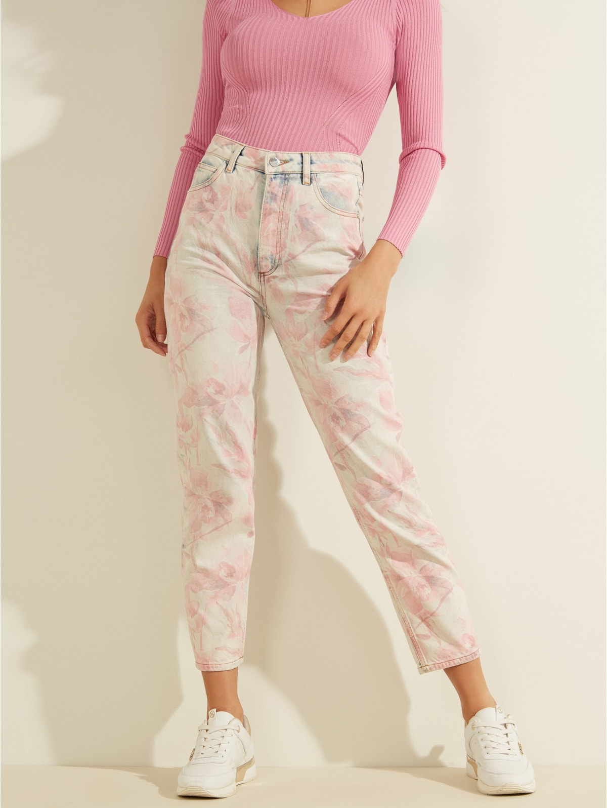 Pink high waisted mom jeans Clearance