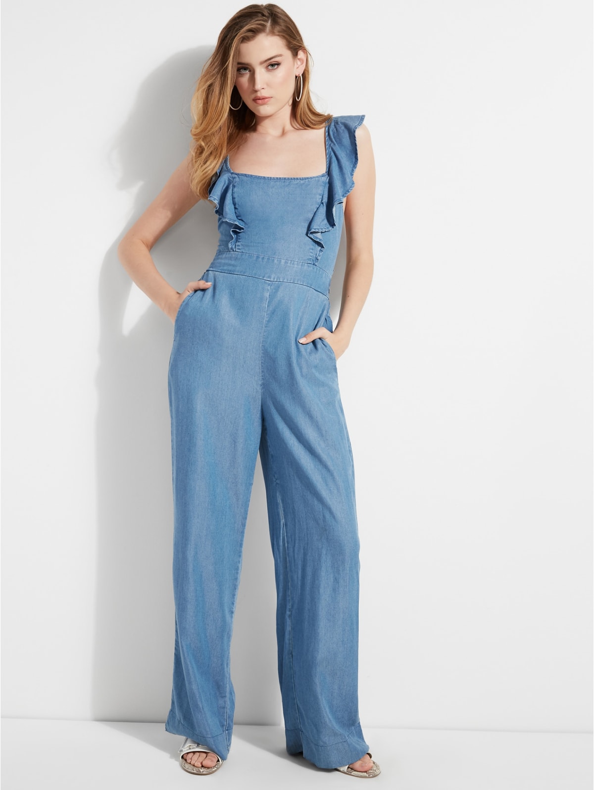 Glad Wide-Leg Denim Jumpsuit | GUESS