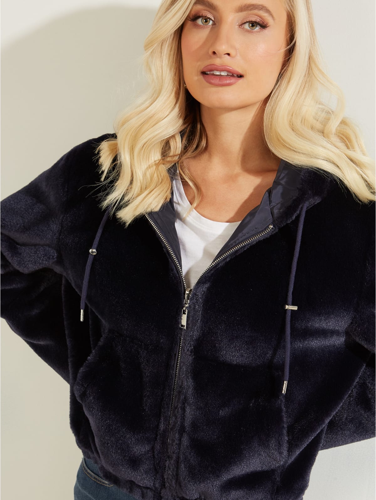 Guess reversible jacket with faux fur
