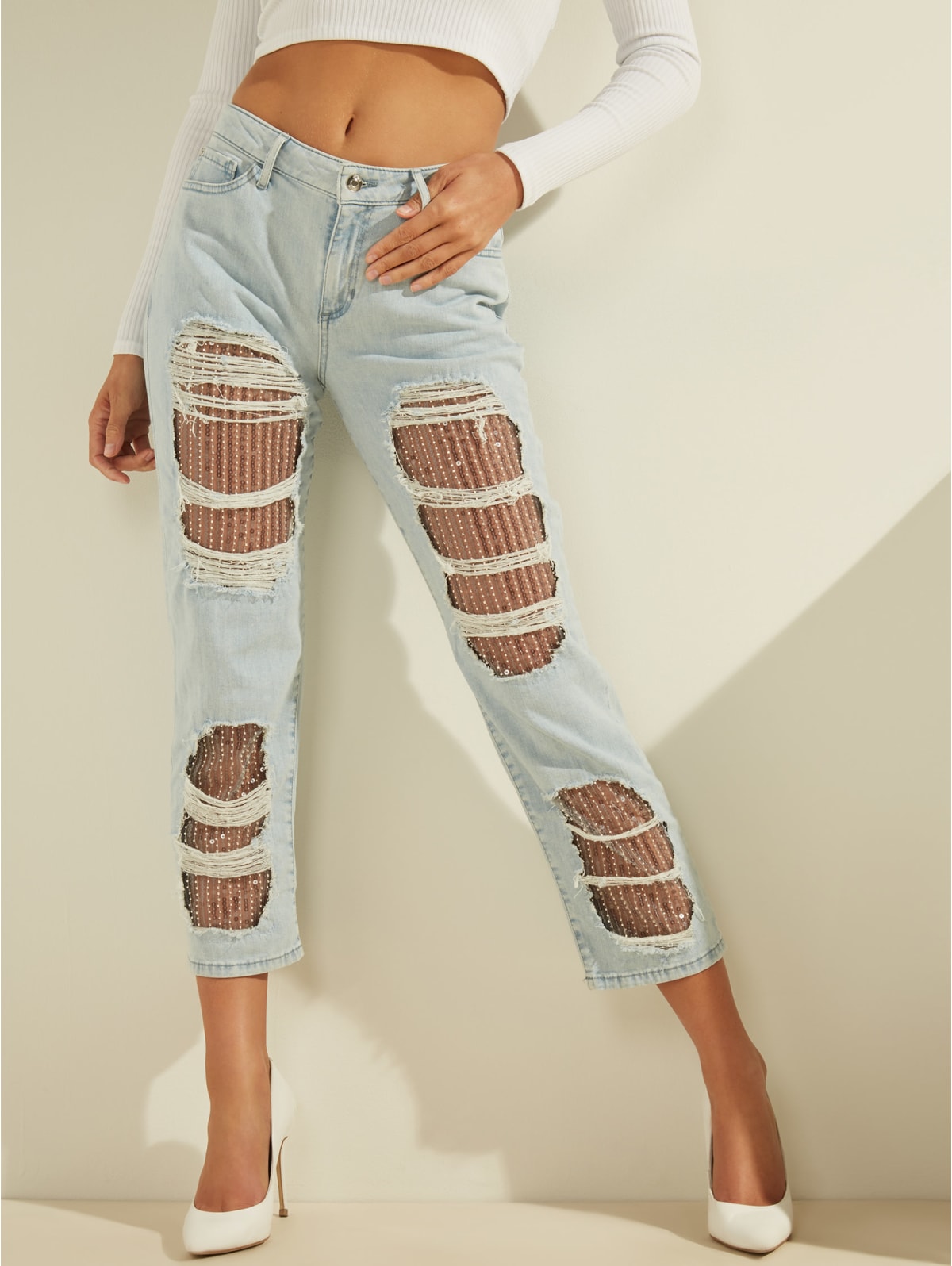 Guess sequin straight leg jeans Outlet