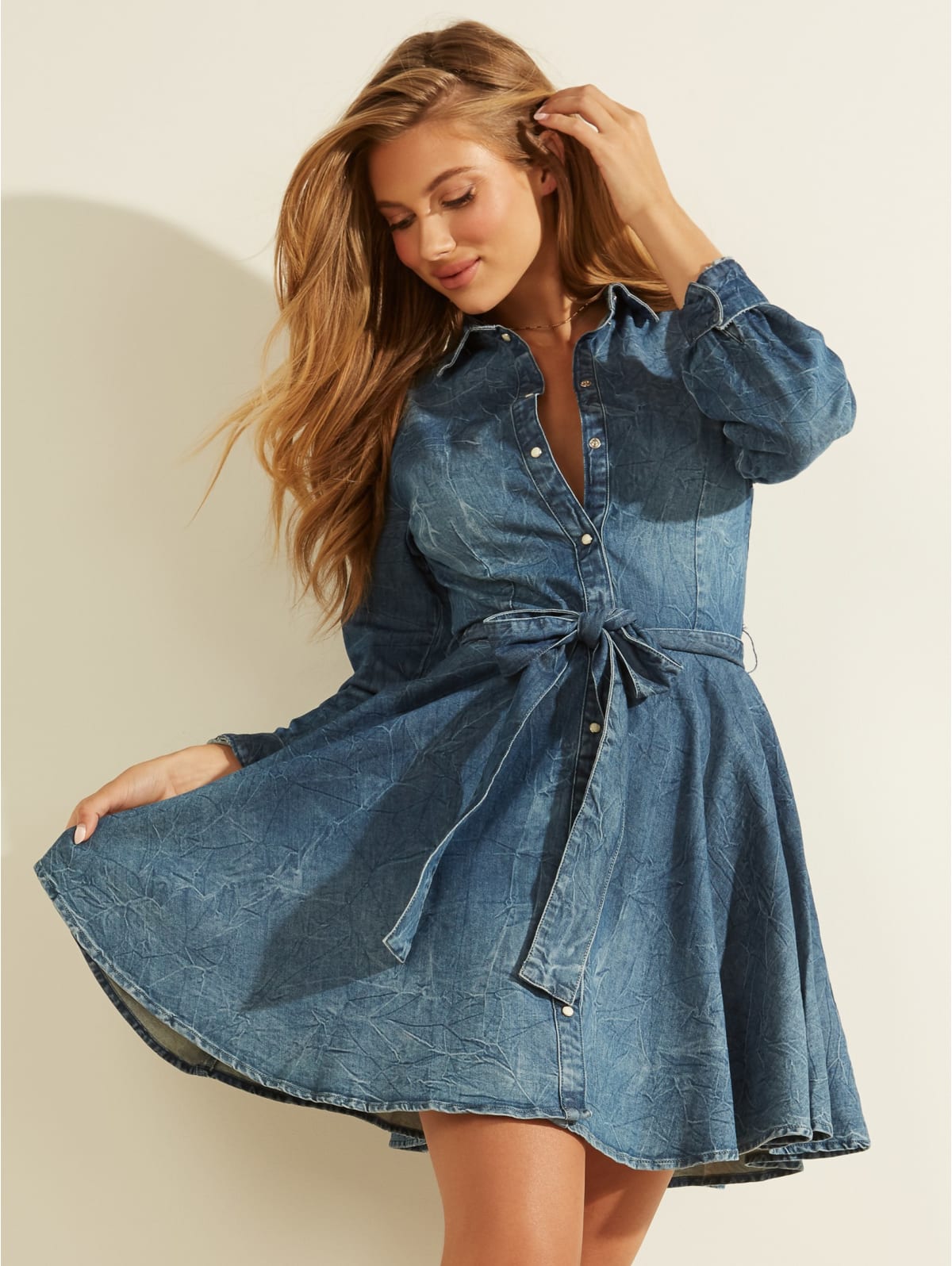 guess denim shirt dress