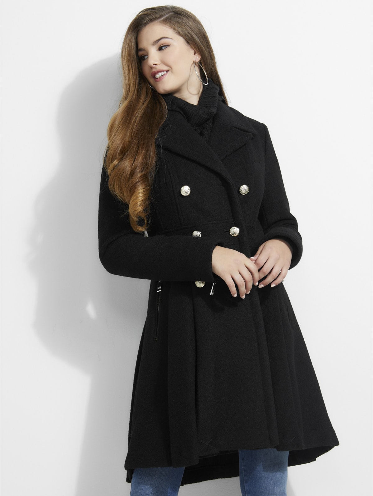 Guess fit and flare shop wool coat