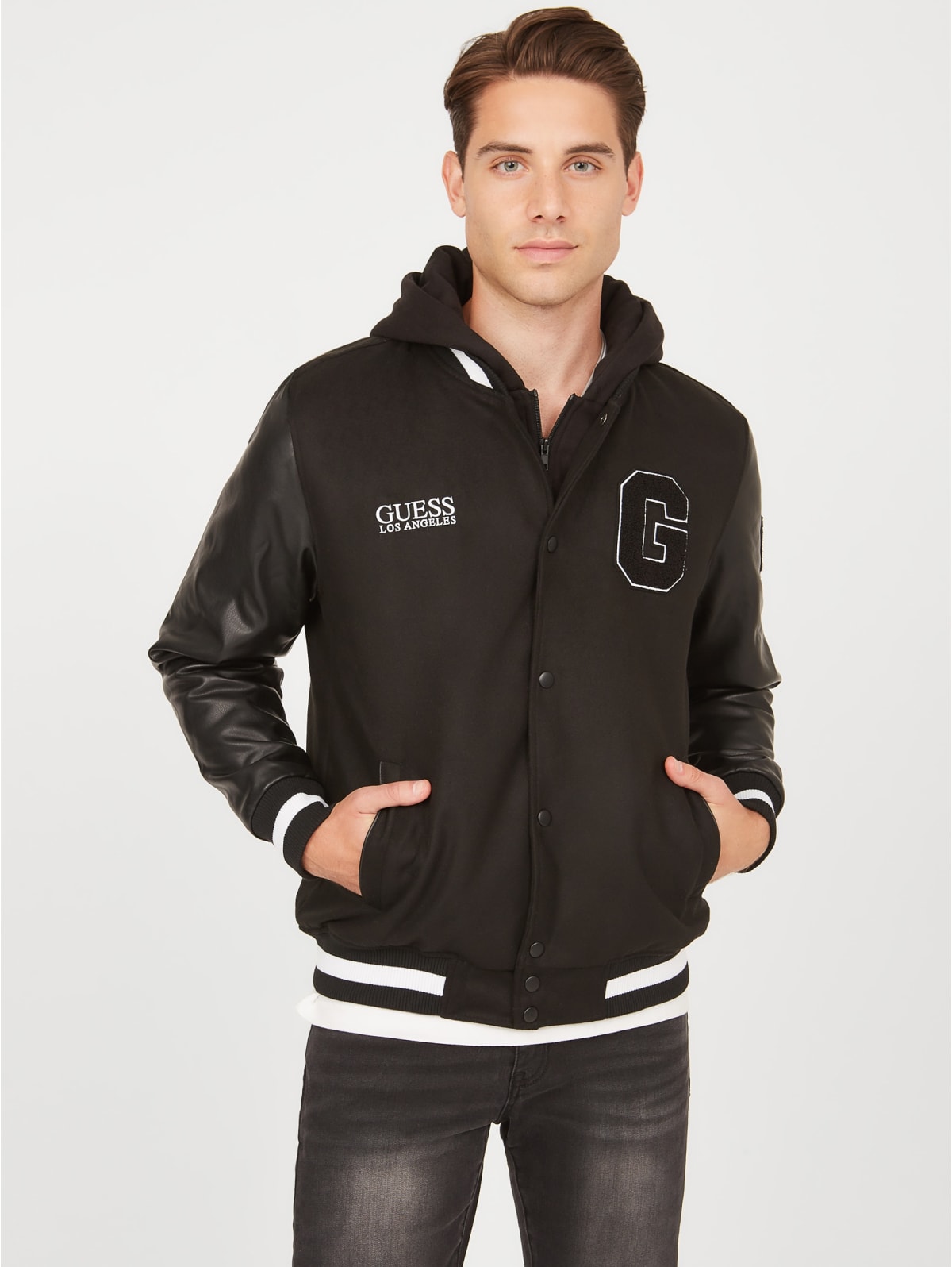 Guess letterman jacket clearance