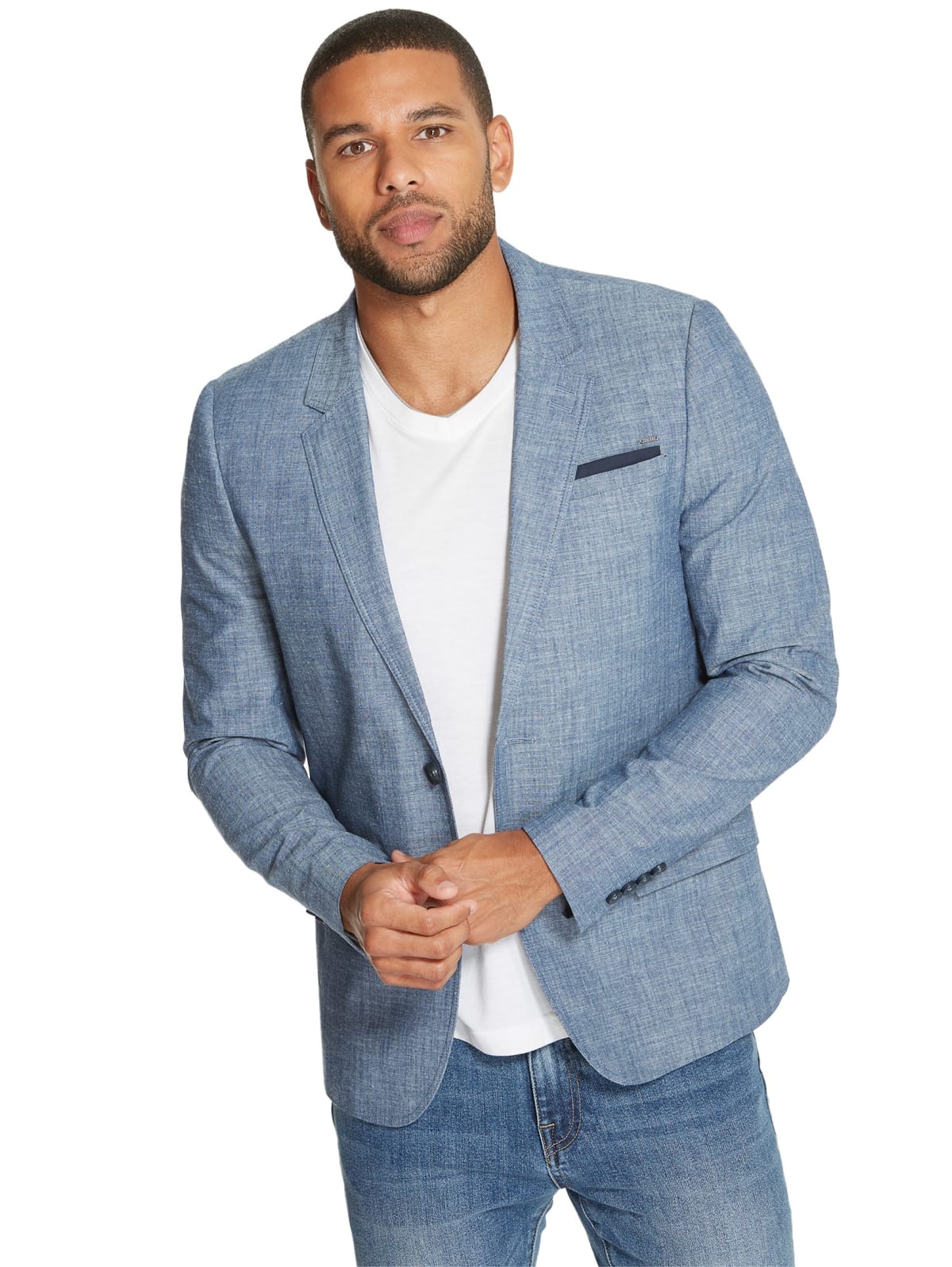 Blue textured blazer clearance