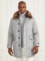 Guess twill asymmetrical online fit and flare coat