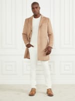 Guess single breasted top button front skirted coat