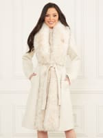 Guess white wool coat clearance