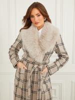 Charlize Sequin Plaid Wrap Coat | Marciano
