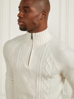Eco Half-Zip Cable Knit Sweater | GUESS