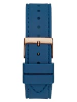 Crystal Rose Gold-Tone and Blue Silicone Multifunction Watch