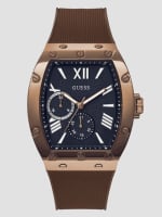 Textured Brown Silicone Multifunction Watch GUESS 
