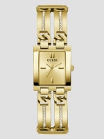 Amazon.com: GUESS Mens 46mm Watch - Gold Tone Bracelet Black