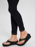 GUESS Edany Denim G Buckle Wedge Sandals Black 8