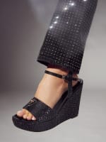 Guess black wedge store sandals