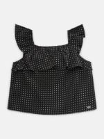 ♡gypsohila♡2Ribbon Tweed Gillet Black Palmer Polka Dot Top (7-14) | GUESS Factory Ca