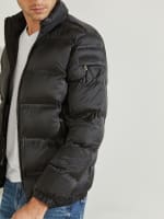 Black guess puffer jacket on sale